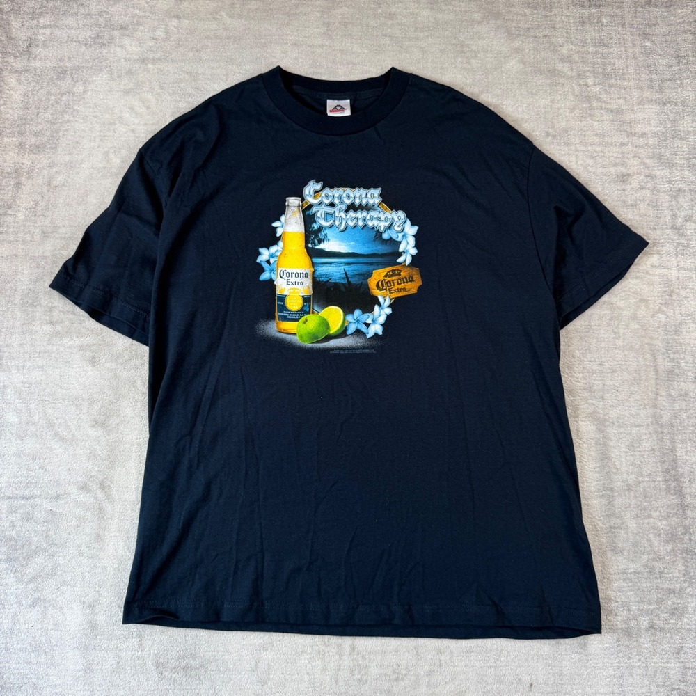Vintage Corona Extra Shirt Mens XL Blue Corona Therapy 2006 Graphic Beer Tee Y2K